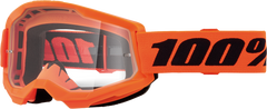 100-PERCENT STRATA 2 JUNIOR GOGGLE NEON ORANGE CLEAR LENS