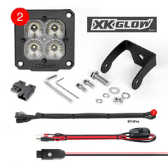 XKGLOW XK Glow Flush Mount XKchrome 20w LED Cube Light w/ RGB Accent Light Kit w/ Cntrlr- Driving Beam 2pc XK065002-D-KIT