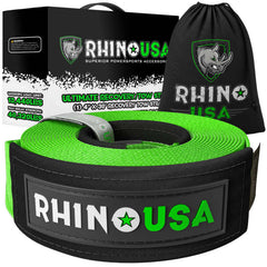 Rhino USA Recovery Tow Strap 4Inx30Ft (Green) RG-TS4X30-GRN