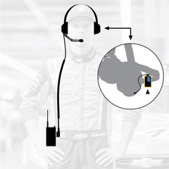 Rugged Crew Chief - H42 Spotter Headset and Rugged Handheld Radio Package - Single Radio / R1 Business Band Handheld - Digital and Analog / Blue