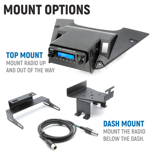 Rugged Can-Am Maverick R Complete Communication Kit with Rocker Switch Bluetooth Intercom and 2-Way Radio - STX Stereo Remote Head / M1 VHF Business Band / Dash Mount