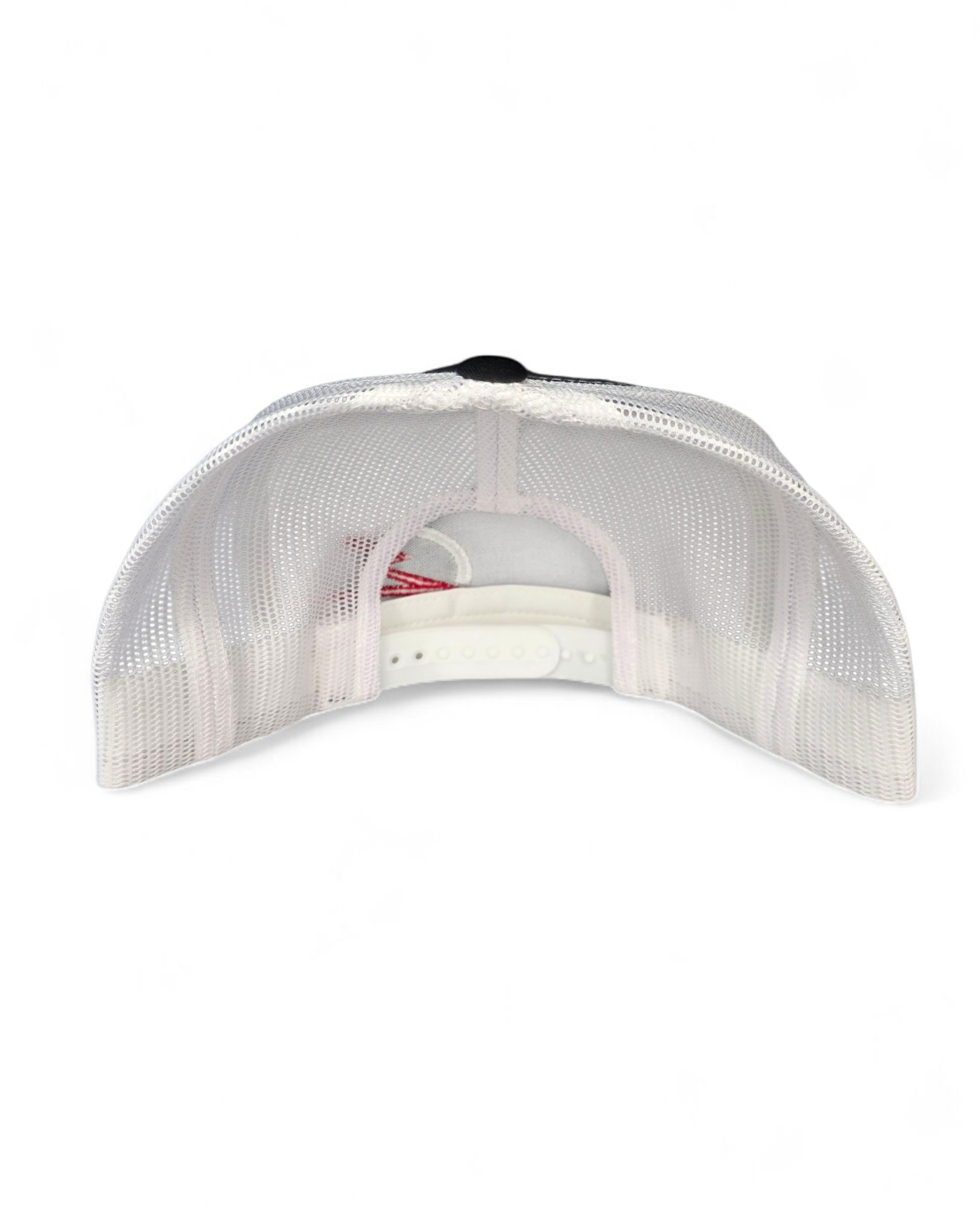 Side profile of EOD two-tone trucker hat showing colorway