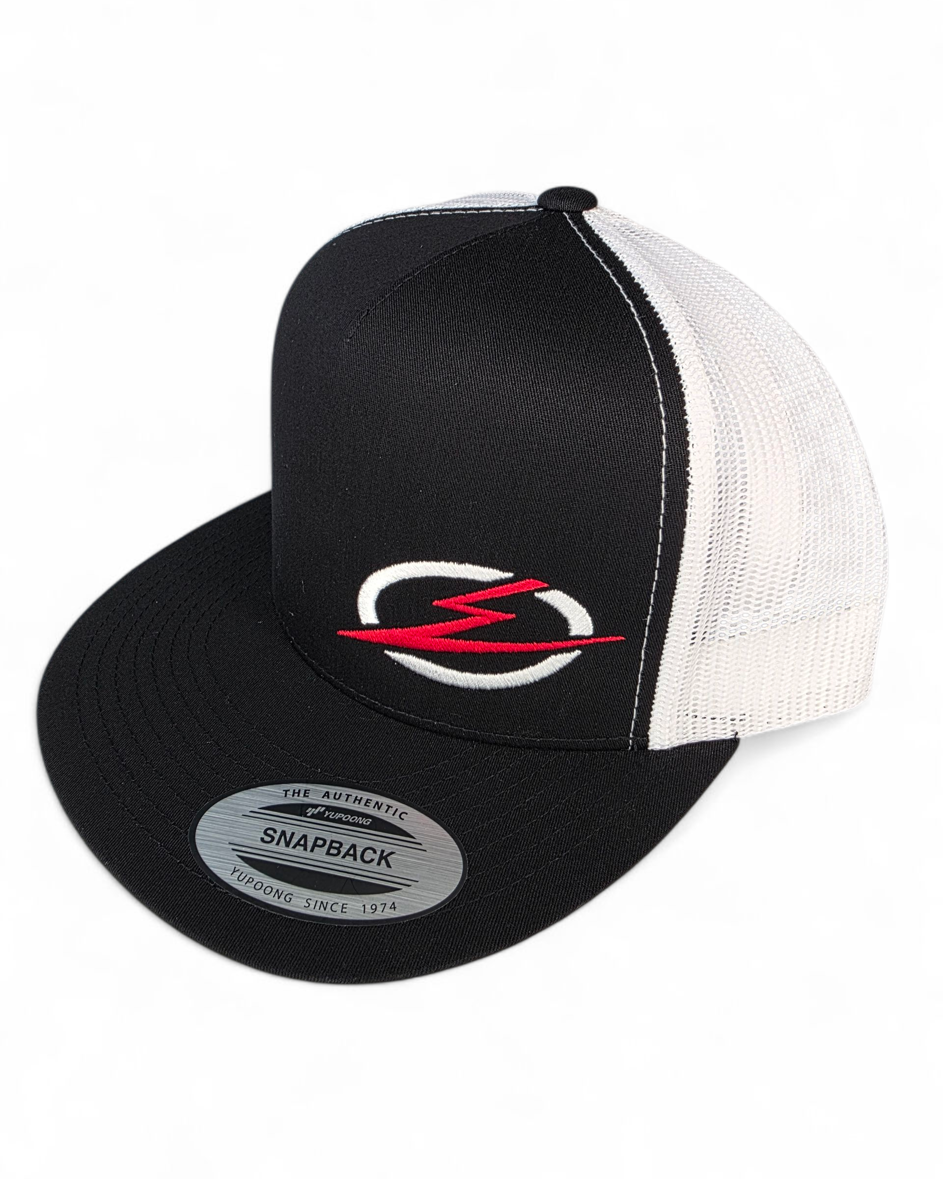 Adjustable snapback closure detail on EOD trucker hat