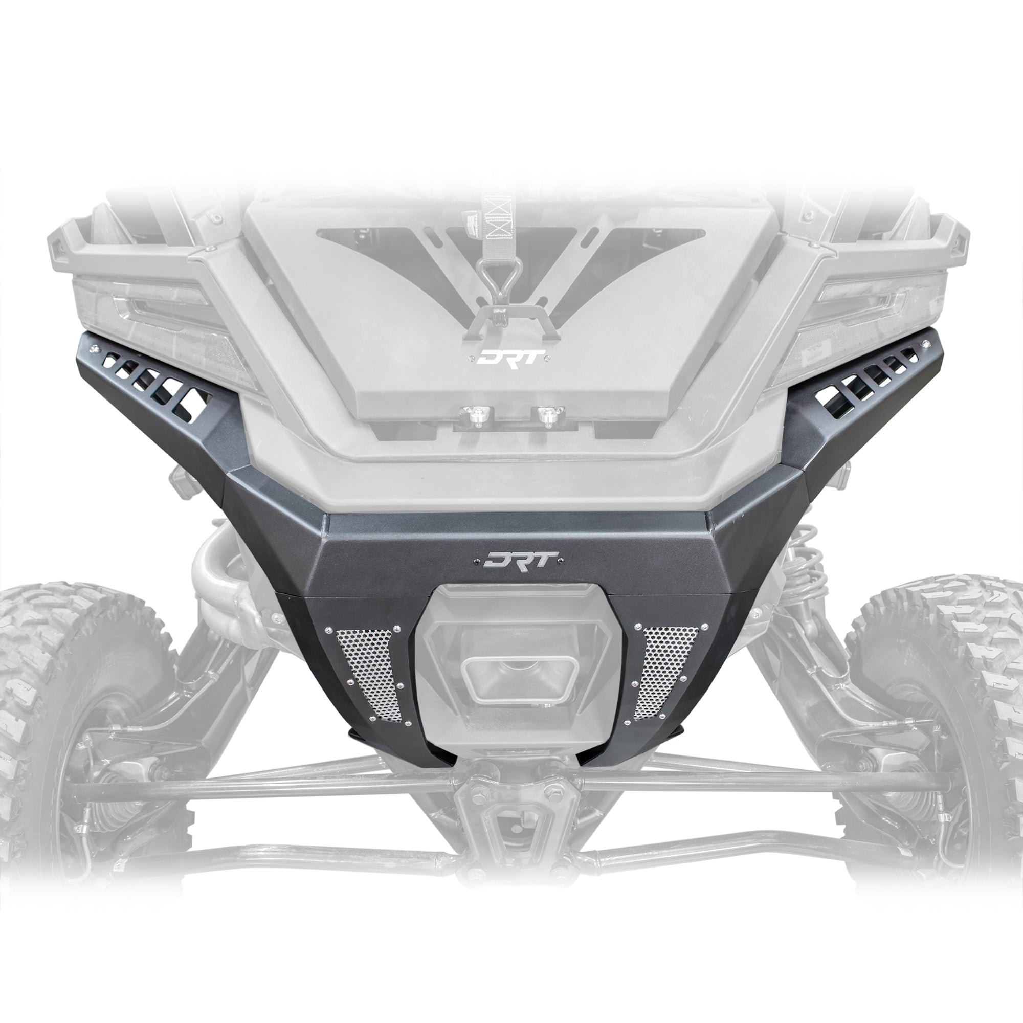 Steel rear bumper with aluminum mesh inserts for RZR Pro R