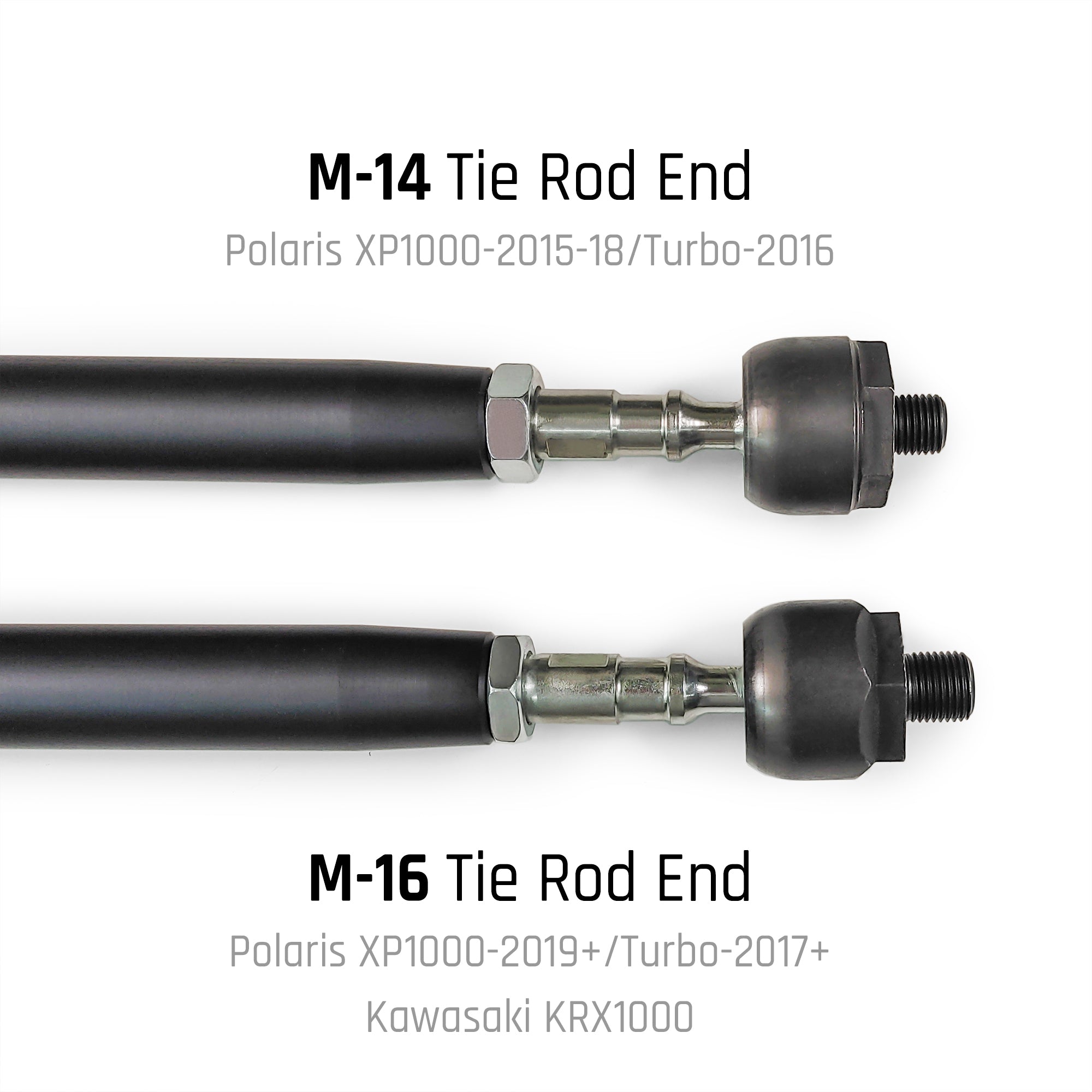 Comparison between M-14 Tie Rod End and M-16 Tie Rod End.