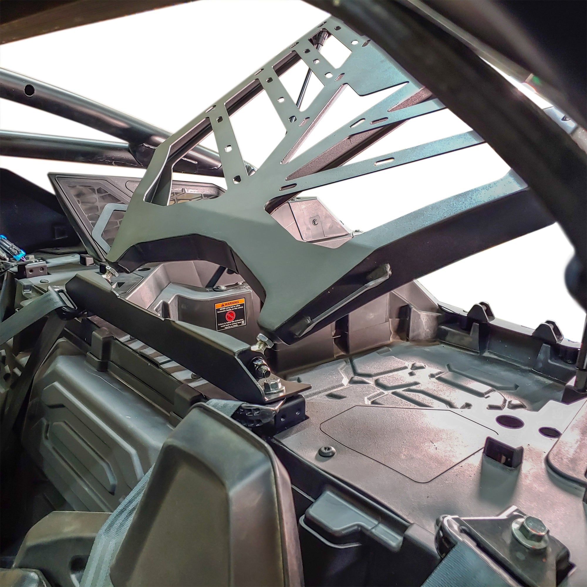 RZR Pro R cargo rack showing tie-down tie-strap points and structure