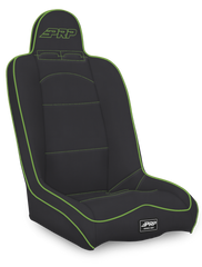 PRP Daily Driver High Back Suspension Seat; Black & Green Vinyl A140110-201-W