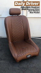 PRP Daily Driver Low Back Extra Wide Suspension Seat with Adjustable Headrest A140215