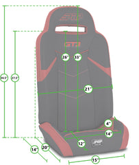 PRP GT3 Fold Flat Rear Suspension Seats for Polaris RZR PRO XP4, PRO R4, Turbo R4 (Pair), Red A7208-PORXP-204