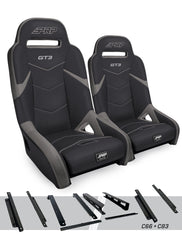 PRP GT3 Suspension Seats Kit for Honda Talon (Pair), Black & Grey A7301-PORXP-C66-203