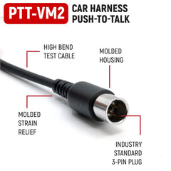 Rugged Velcro Mount Steering Wheel Push to Talk (PTT) with Coil Cord  for Car Harnesses