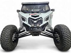 Can-Am Maverick X3 Machined Billet Front Winch Bumper in black hard anodized finish showing billet construction and hidden winch mount
