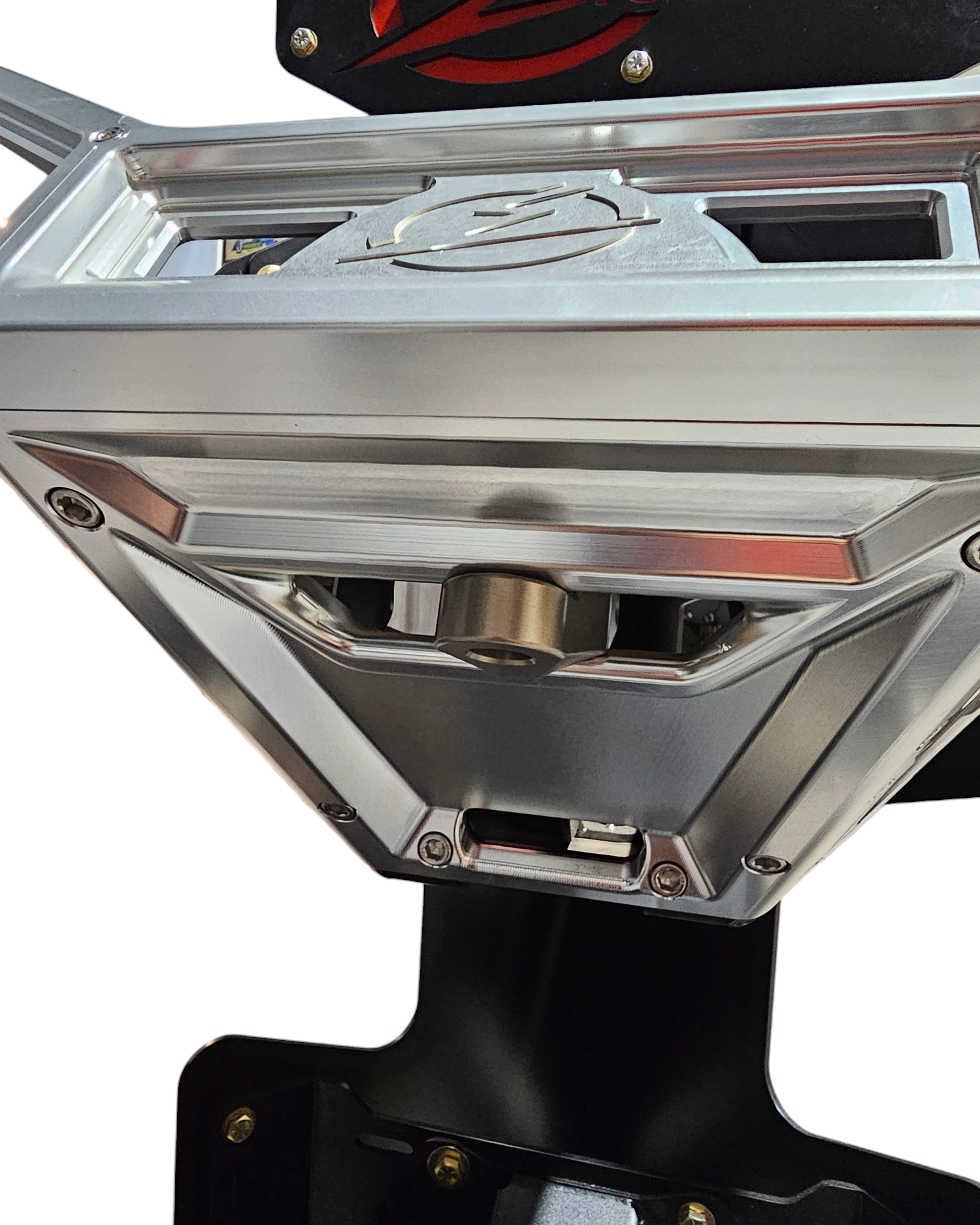 Front view of EOD gunmetal winch hook for Billet series bumpers