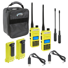 Rugged Adventure Pack - Rugged GMR2 PLUS - GMRS and FRS Two Way Handheld Radios with Accessories - Safety Yellow