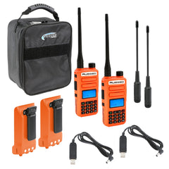 Rugged Adventure Pack - Rugged GMR2 PLUS - GMRS and FRS Two Way Handheld Radios with Accessories - Safety Orange