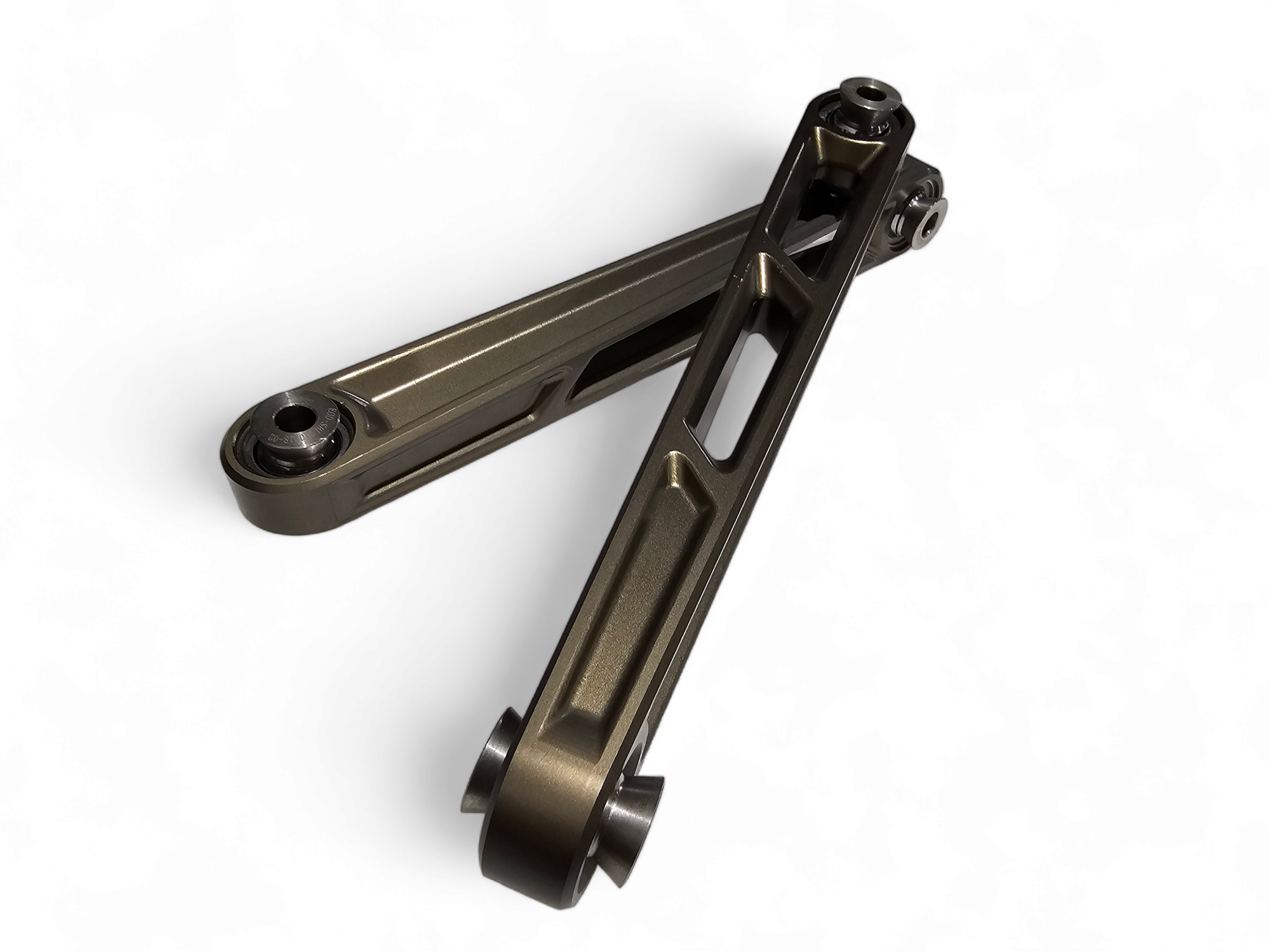 Teflon-coated uni-ball and increased bearing angle detail on Polaris RZR gunmetal front sway bar link