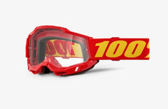 100-PERCENT ACCURI 2 OTG (Over The Glasses) Red Goggle w/ Clear Lens