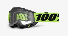 100-PERCENT ACCURI 2 OTG (Over The Glasses) Neon Yellow Goggle w/ Clear Lens