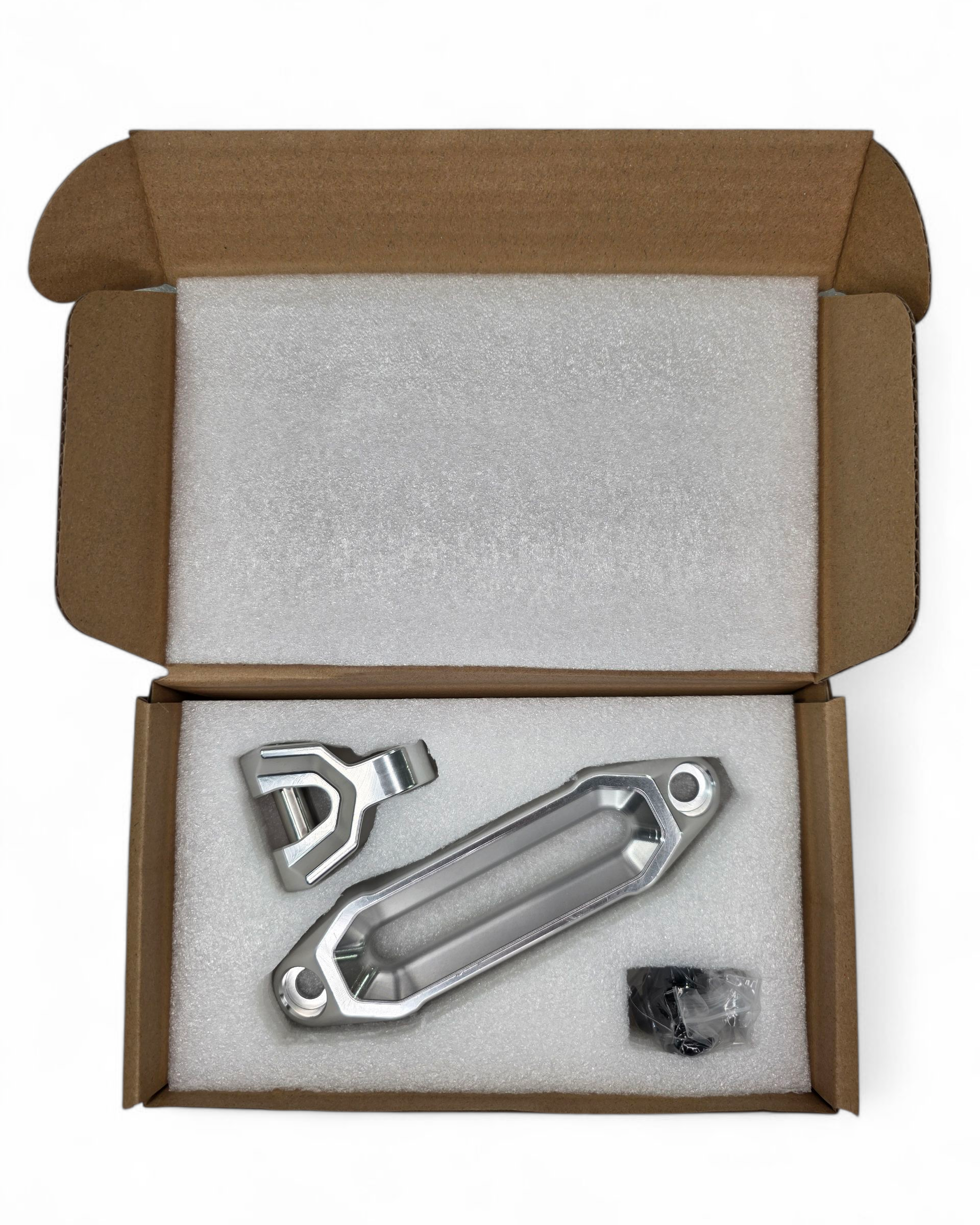 EOD Winch Fairlead and Hook shown solo in clear displaying full billet aluminum construction