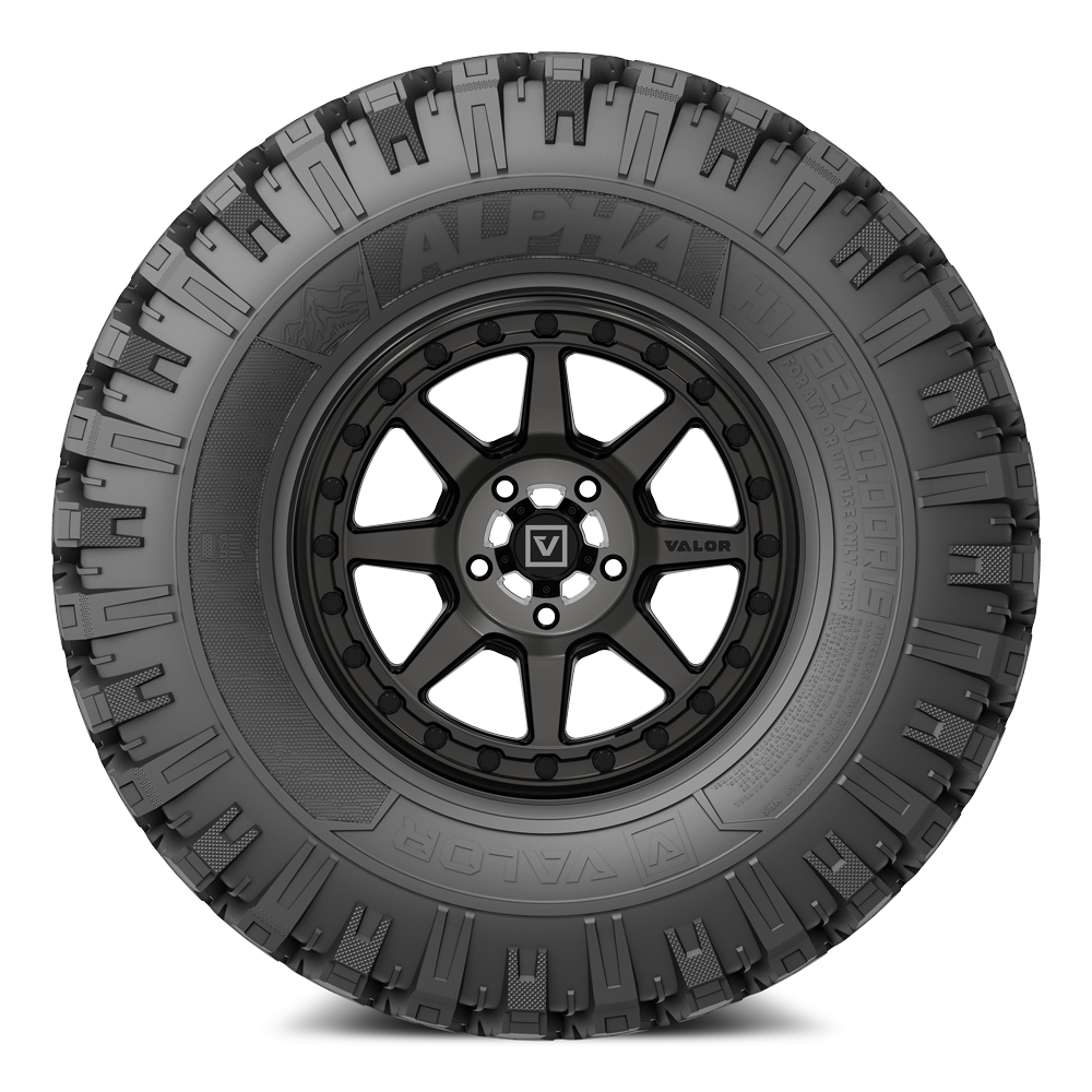 Alpha wheel and Tire kit - V13 Beadlock and Alpha UTV Tire - Angle 1 - Valor Offroad