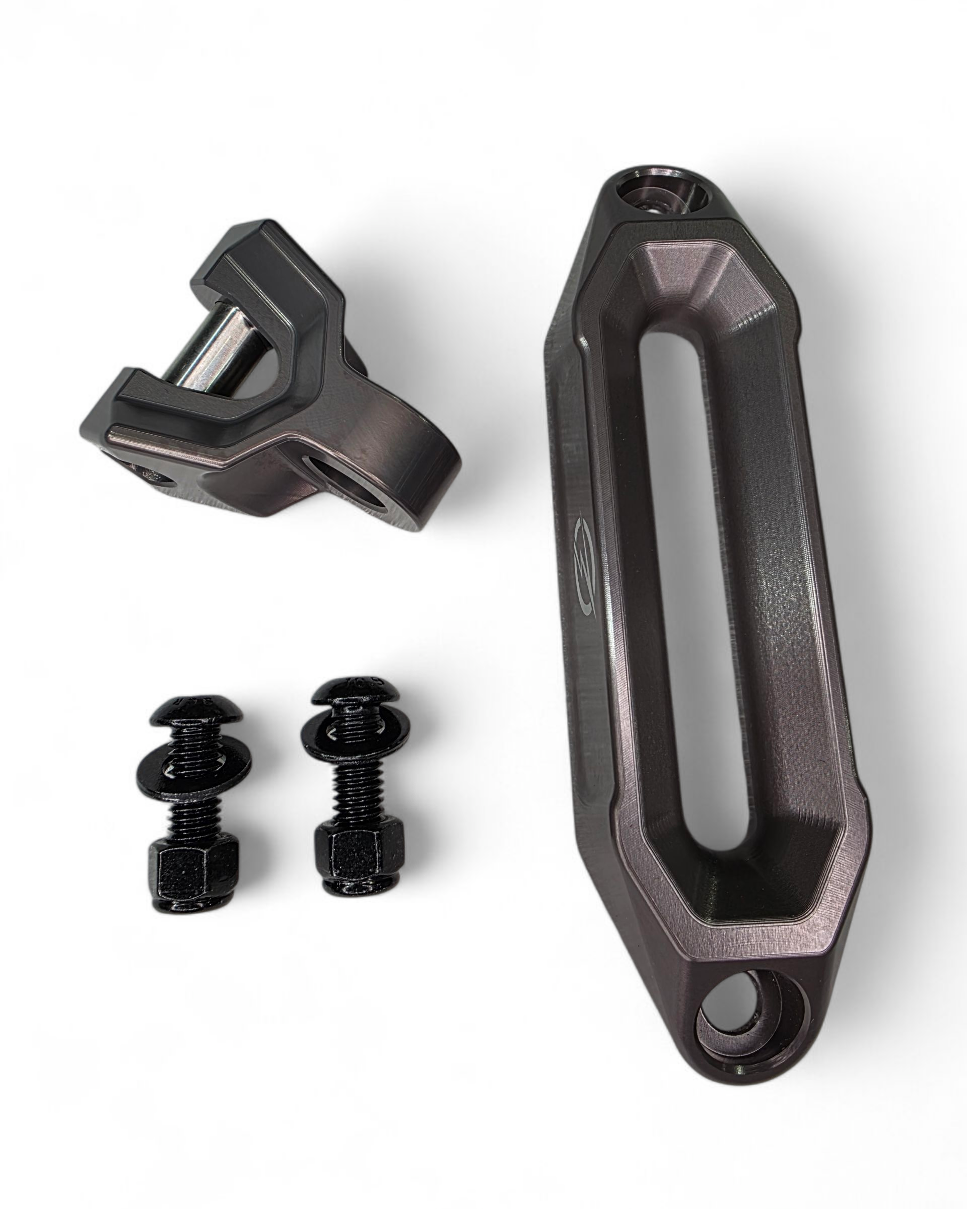 Bolt-on mounting hardware for EOD winch fairlead and hook, gunmetal