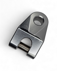 6061-T6 aluminum construction detail on EOD winch hook, clear machine finish