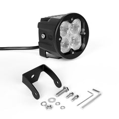 XKGLOW XK Glow Round XKchrome 20w LED Cube Light w/ RGB Accent Kit w/ Controller/Fog Mount- Flood Beam 2pc XK065003-FL-KIT