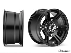 SuperATV Standard XT Warrior Tires 30x10x14 on 14x7 Bandit H-Series Black Wheels 4/156 Pattern