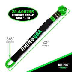 Rhino USA Synthetic Soft Shackle (2Pk 3/8InX22In) (Green) SFTSHACK38-GRN-2