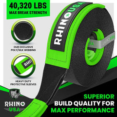 Rhino USA Recovery Tree Saver Strap 4Inx10Ft (Green) RG-TS4X10-GRN