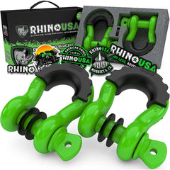 Rhino USA 3/4In D-Ring Shackle Set (2-Pack)(Green) RNO-GRN-SHACKLES