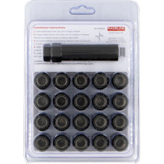 Raceline Spline Lug Nut Kit with Spline Key 12 x 1.5 - 20 Pack - Black RLUG-CS25B
