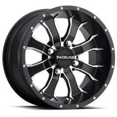 Raceline A77 Mamba 14x7in / 4x110 BP / 10mm Offset / 83.8mm Bore - Black & Machined Wheel A7747011-52