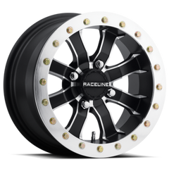 Raceline A71 Mamba 14x10in/4x137 BP/5+5 0mm Offset/110.18mm Bore Blk & Machined Ring Beadlock Wheel A7141037-55