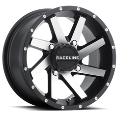 Raceline A82M Twist 14x7in / 4x137 BP / 10mm Offset / 110.2mm Bore - Black & Machined Wheel A82M-47037-52