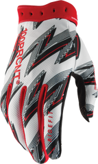 100-PERCENT RIDEFIT GLOVES WHITE/RED 2X