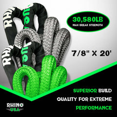 Rhino USA Kinetic Energy Recovery Rope (7/8In X 20Ft) Green KROPE-78X20-GRN