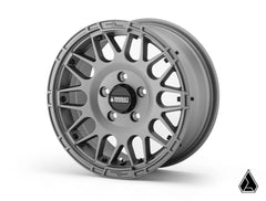 Assault Industries Sticky XT Warrior Tires 32x10x15 on 15x7 Assault Industries Hellfire Matte Titanium Wheels 4/156 Pattern