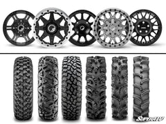 SUPERATV Mounted Wheels & Tires - Hellfire - Satin Black, 7 inch Wheel Width