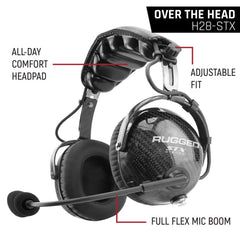 Rugged AlphaBass Carbon Fiber Stereo Headset with Bass Boost and Volume Control (OTH and BTH) - Over The Head