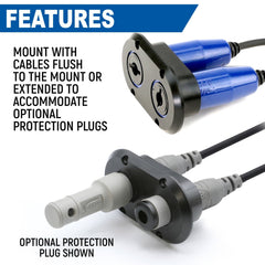 Rugged Dual Headset / Helmet Jack Flush Mount - Offroad