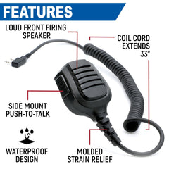 Rugged Hand Speaker Mic Waterproof for Handheld Radios