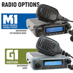 Rugged Polaris RZR PRO XP - Turbo R - Pro R - Complete Communication Kit with Bluetooth Intercom and 2-Way Radio - STX Stereo / M1 VHF Business Band / Center Mount