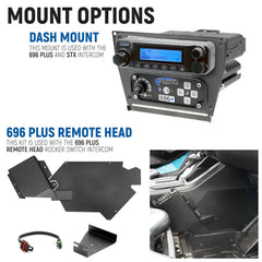Rugged Polaris RZR PRO XP - Turbo R - Pro R - Complete Communication Kit with Bluetooth Intercom and 2-Way Radio - STX Stereo / M1 VHF Business Band / Center Mount