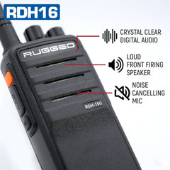 Rugged RDH16 - Business Band Two Way Handheld Radio - Digital and Analog - UHF / Safety Yellow