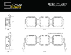 Diode Dynamics SS5 Pro Universal CrossLink 5-Pod Lightbar White Combo DD7242